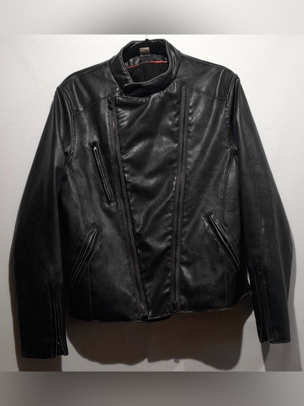 DKNY Moto Faux Leather Jacket Mens S